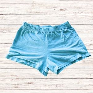 Baby Blue Light Casual Cotton Short Shorts Elastic Waist